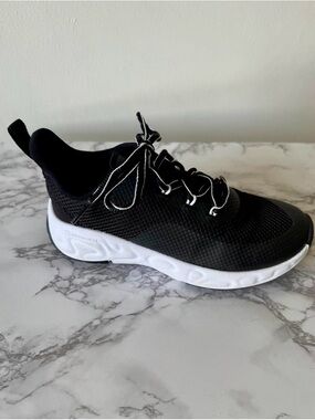 Black Mesh Athletic Sneaker with White Sole